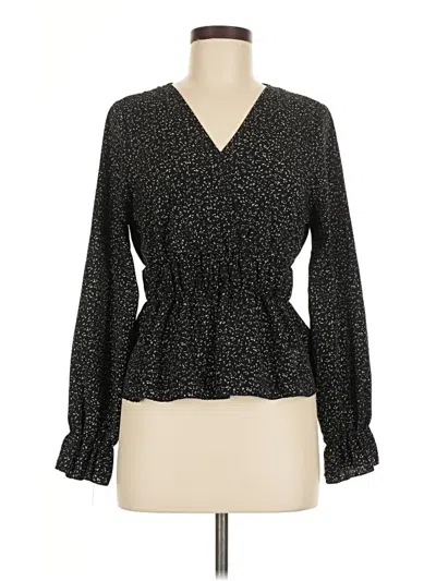 Pre-owned Shein Long Sleeve Blouse In Black
