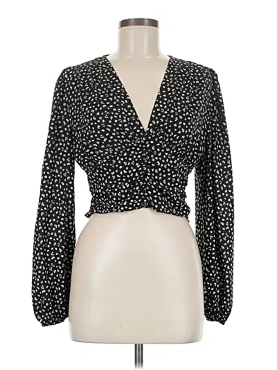 Pre-owned Shein Long Sleeve Blouse In Black