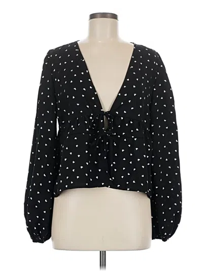 Pre-owned Shein Long Sleeve Blouse In Black