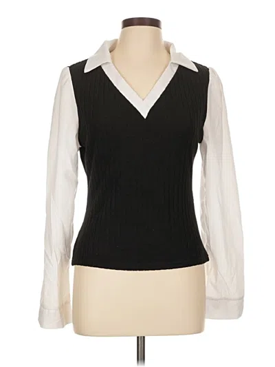 Pre-owned Shein Long Sleeve Blouse In Black