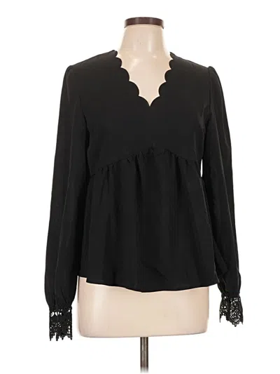 Pre-owned Shein Long Sleeve Blouse In Black