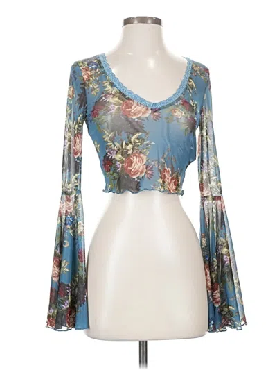 Pre-owned Shein Long Sleeve Blouse In Blue