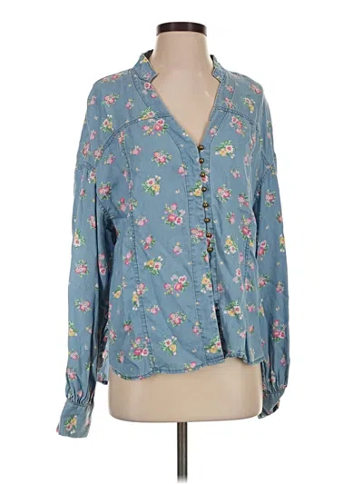 Pre-owned Shein Long Sleeve Blouse In Blue