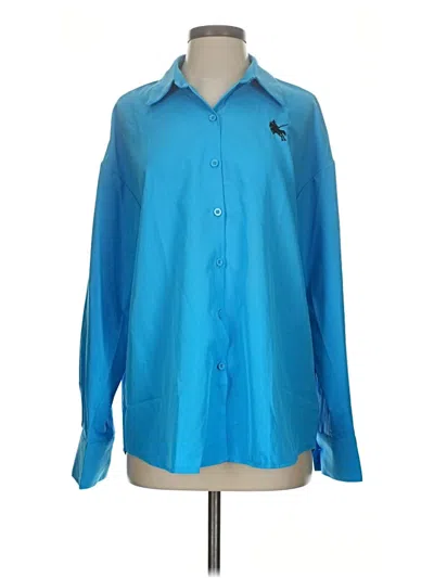 Pre-owned Shein Long Sleeve Blouse In Blue