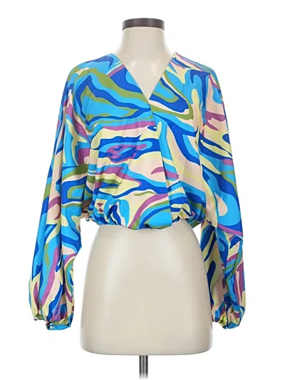 Pre-owned Shein Long Sleeve Blouse In Blue