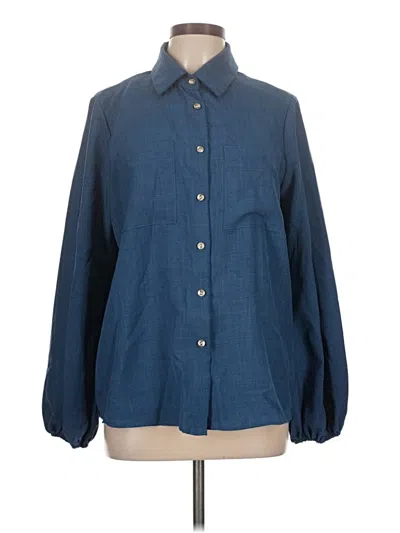 Pre-owned Shein Long Sleeve Blouse In Blue