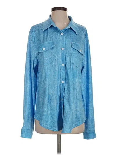 Pre-owned Shein Long Sleeve Blouse In Blue