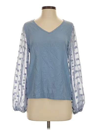 Pre-owned Shein Long Sleeve Blouse In Blue