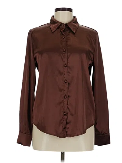 Pre-owned Shein Long Sleeve Blouse In Brown