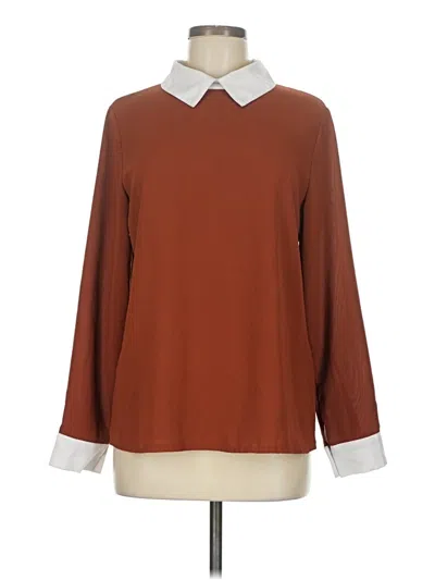 Pre-owned Shein Long Sleeve Blouse In Brown