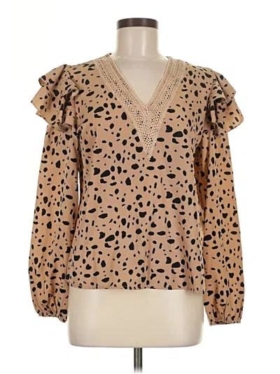 Pre-owned Shein Long Sleeve Blouse In Brown