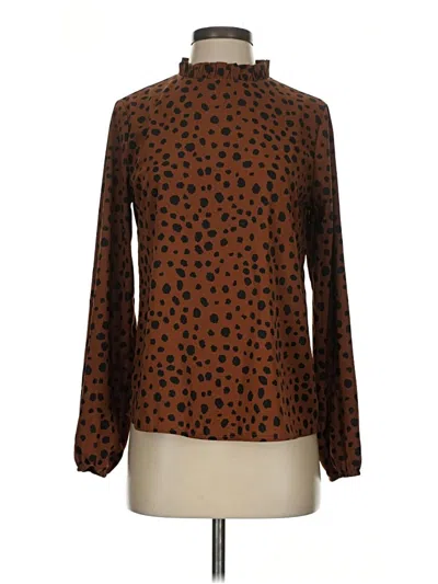 Pre-owned Shein Long Sleeve Blouse In Brown