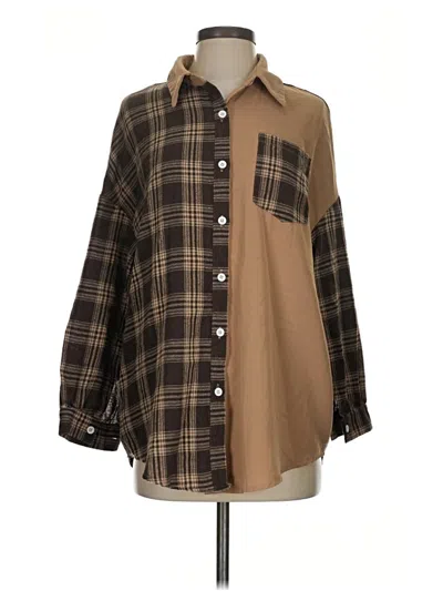 Pre-owned Shein Long Sleeve Blouse In Brown
