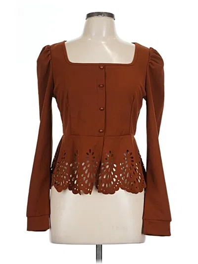 Pre-owned Shein Long Sleeve Blouse In Brown