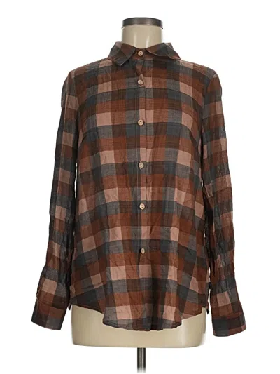 Pre-owned Shein Long Sleeve Blouse In Brown