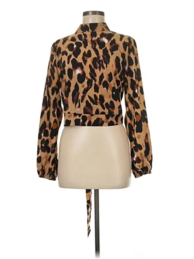 Pre-owned Shein Long Sleeve Blouse In Brown