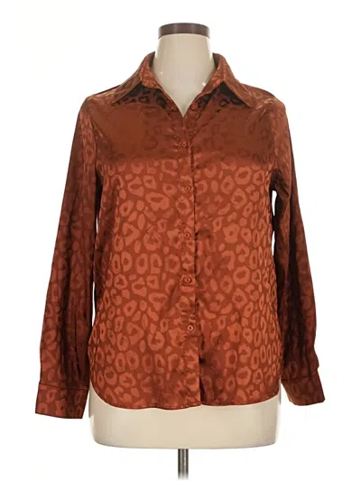 Pre-owned Shein Long Sleeve Blouse In Brown