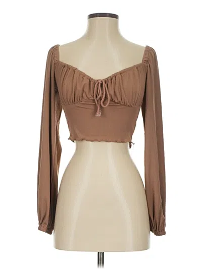 Pre-owned Shein Long Sleeve Blouse In Brown