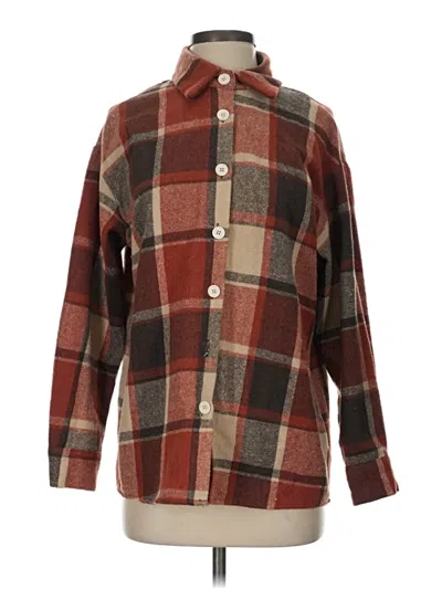 Pre-owned Shein Long Sleeve Blouse In Brown
