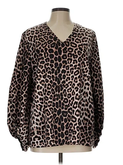 Pre-owned Shein Long Sleeve Blouse In Brown