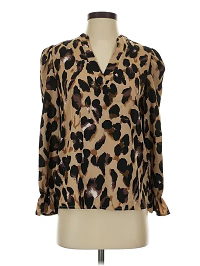Pre-owned Shein Long Sleeve Blouse In Brown