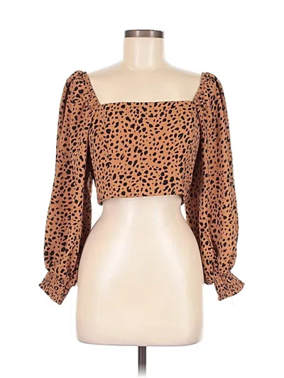 Pre-owned Shein Long Sleeve Blouse In Brown