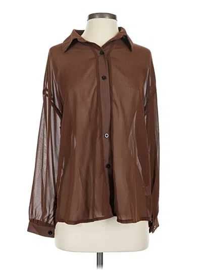 Pre-owned Shein Long Sleeve Blouse In Brown