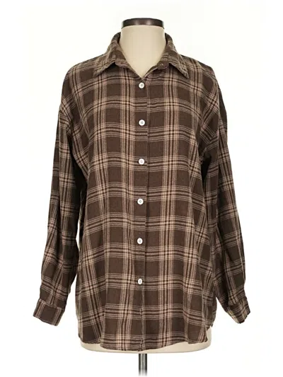 Pre-owned Shein Long Sleeve Blouse In Brown