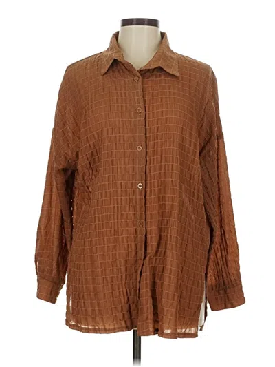 Pre-owned Shein Long Sleeve Blouse In Brown