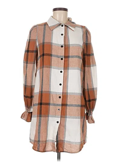 Pre-owned Shein Long Sleeve Blouse In Brown