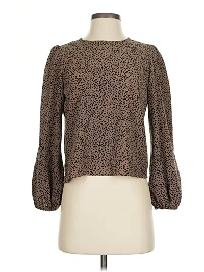 Pre-owned Shein Long Sleeve Blouse In Brown