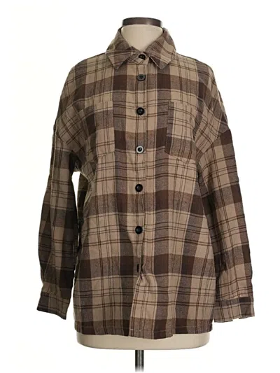Pre-owned Shein Long Sleeve Blouse In Brown