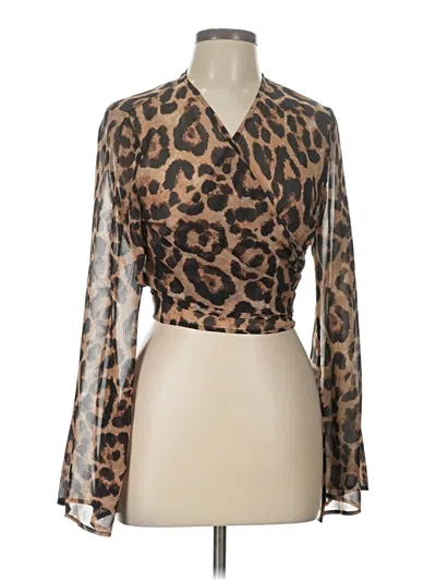 Pre-owned Shein Long Sleeve Blouse In Brown