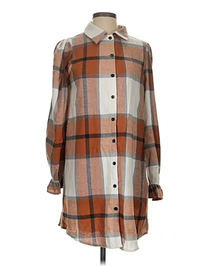 Pre-owned Shein Long Sleeve Blouse In Brown