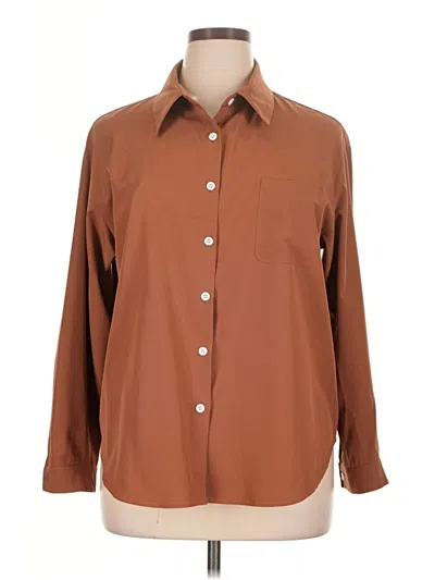 Pre-owned Shein Long Sleeve Blouse In Brown