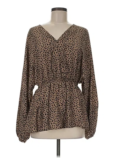 Pre-owned Shein Long Sleeve Blouse In Brown
