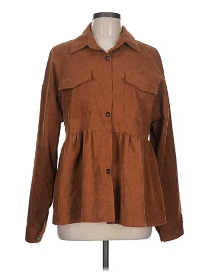 Pre-owned Shein Long Sleeve Blouse In Brown