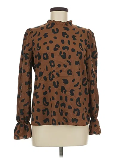 Pre-owned Shein Long Sleeve Blouse In Brown