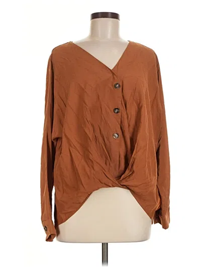 Pre-owned Shein Long Sleeve Blouse In Brown