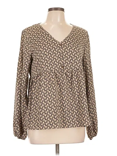 Pre-owned Shein Long Sleeve Blouse In Brown
