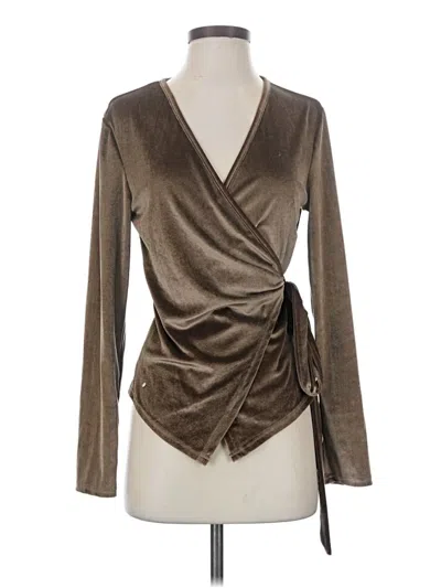 Pre-owned Shein Long Sleeve Blouse In Brown