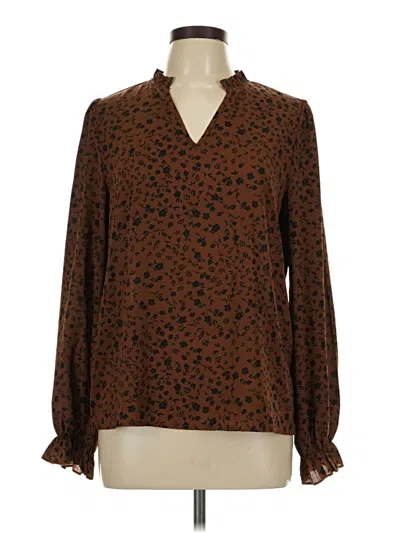 Pre-owned Shein Long Sleeve Blouse In Brown