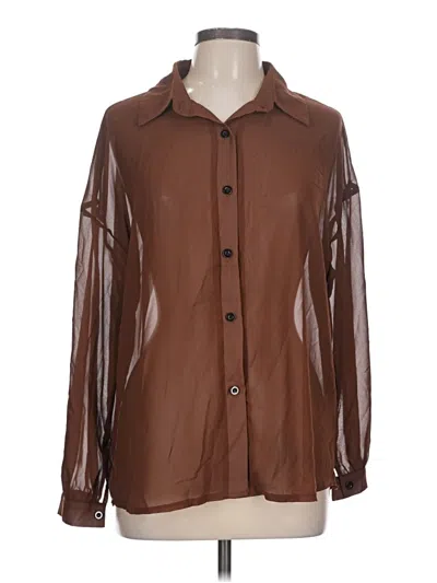 Pre-owned Shein Long Sleeve Blouse In Brown