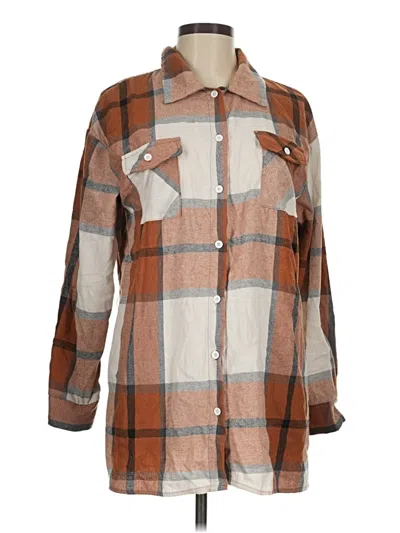 Pre-owned Shein Long Sleeve Blouse In Brown