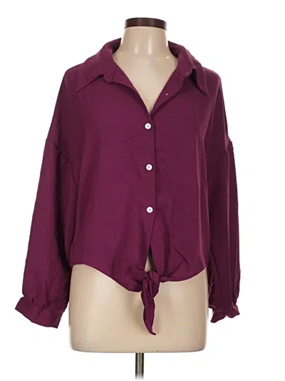 Pre-owned Shein Long Sleeve Blouse In Burgundy