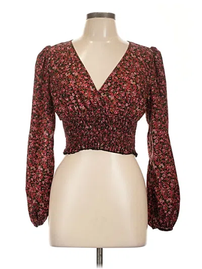 Pre-owned Shein Long Sleeve Blouse In Burgundy