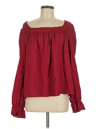 Pre-owned Shein Long Sleeve Blouse In Burgundy