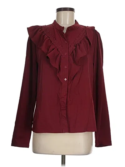 Pre-owned Shein Long Sleeve Blouse In Burgundy