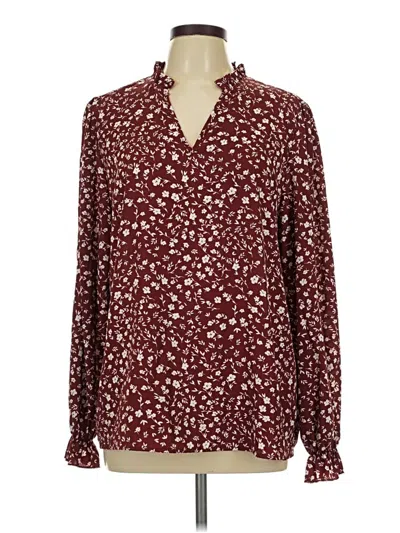 Pre-owned Shein Long Sleeve Blouse In Burgundy