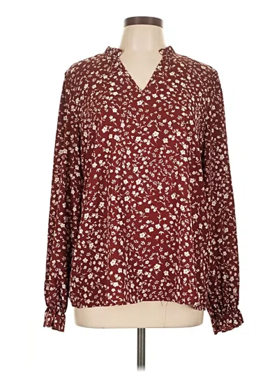 Pre-owned Shein Long Sleeve Blouse In Burgundy